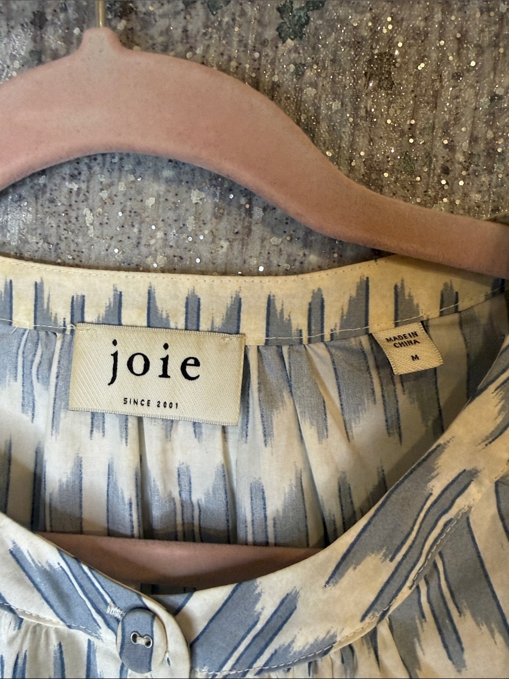 Joie Blue and Cream Ikat-Print Button Front Tie Shorts Romper - Picture 2 of 4